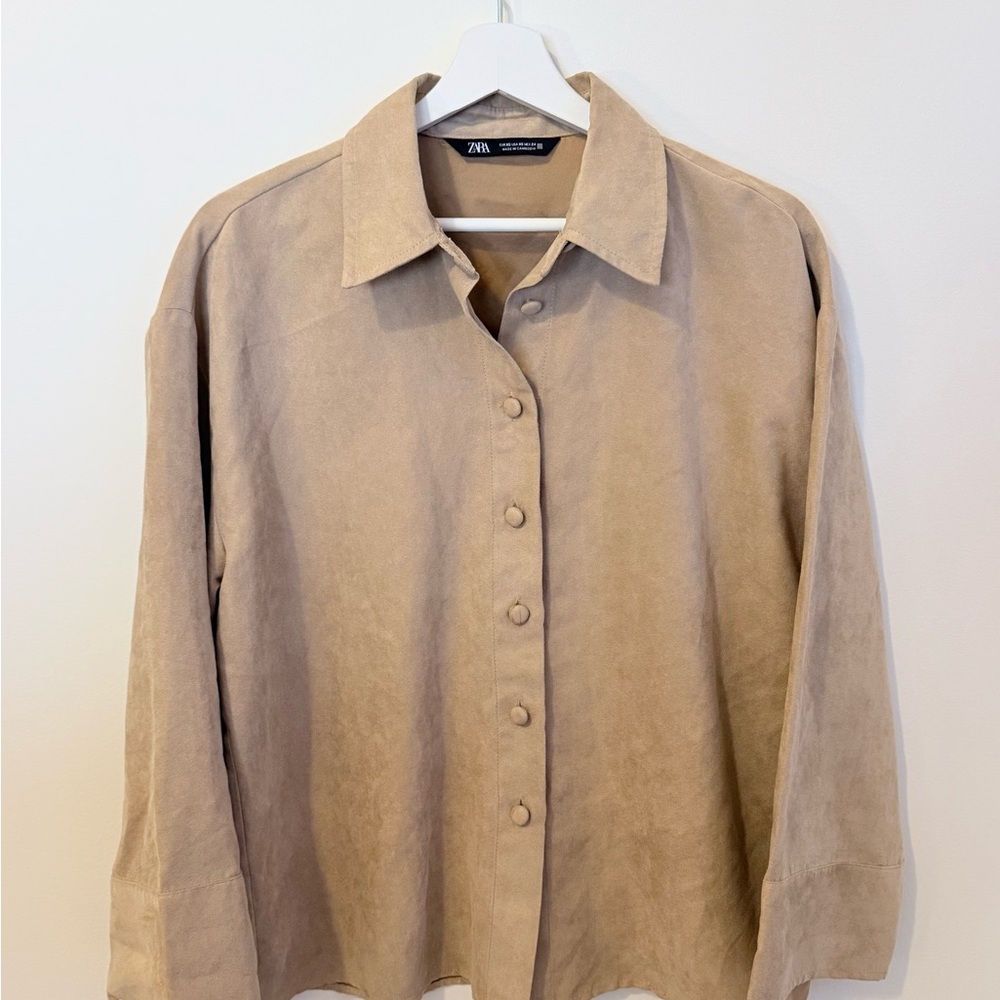 Zara Beige Button-Up Shirt